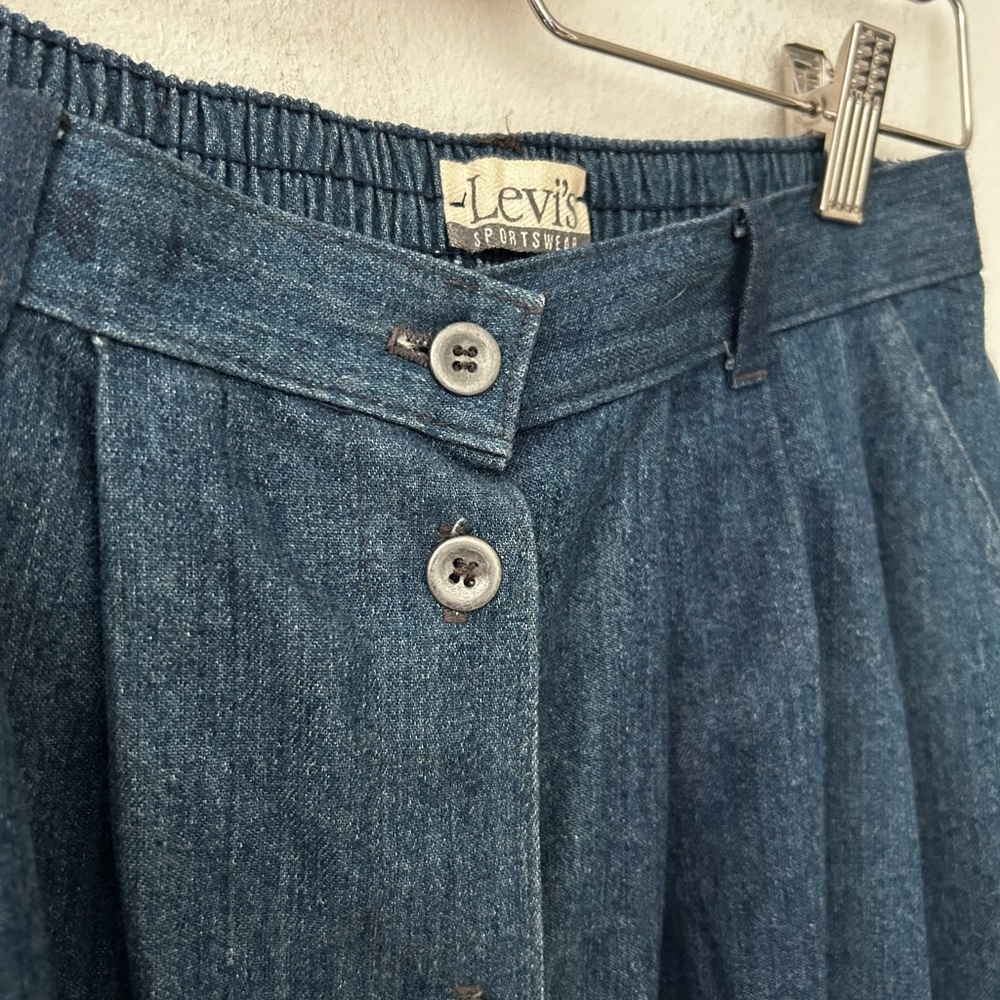 Vintage Levi’s Small Dark Blue Button-Down A-Line Denim Circle Skirt Cotton - Picture 2 of 6